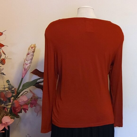 NWOT Zoe Scoop Neck Blouse Orange Red Long Sleeve Women’s Top Size XL 14 - Picture 7 of 7